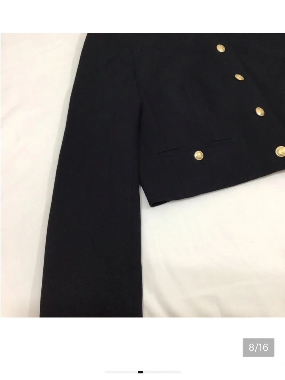 J. Crew Black Cropped Lady With Gold Button Detail Jacket New Size 12